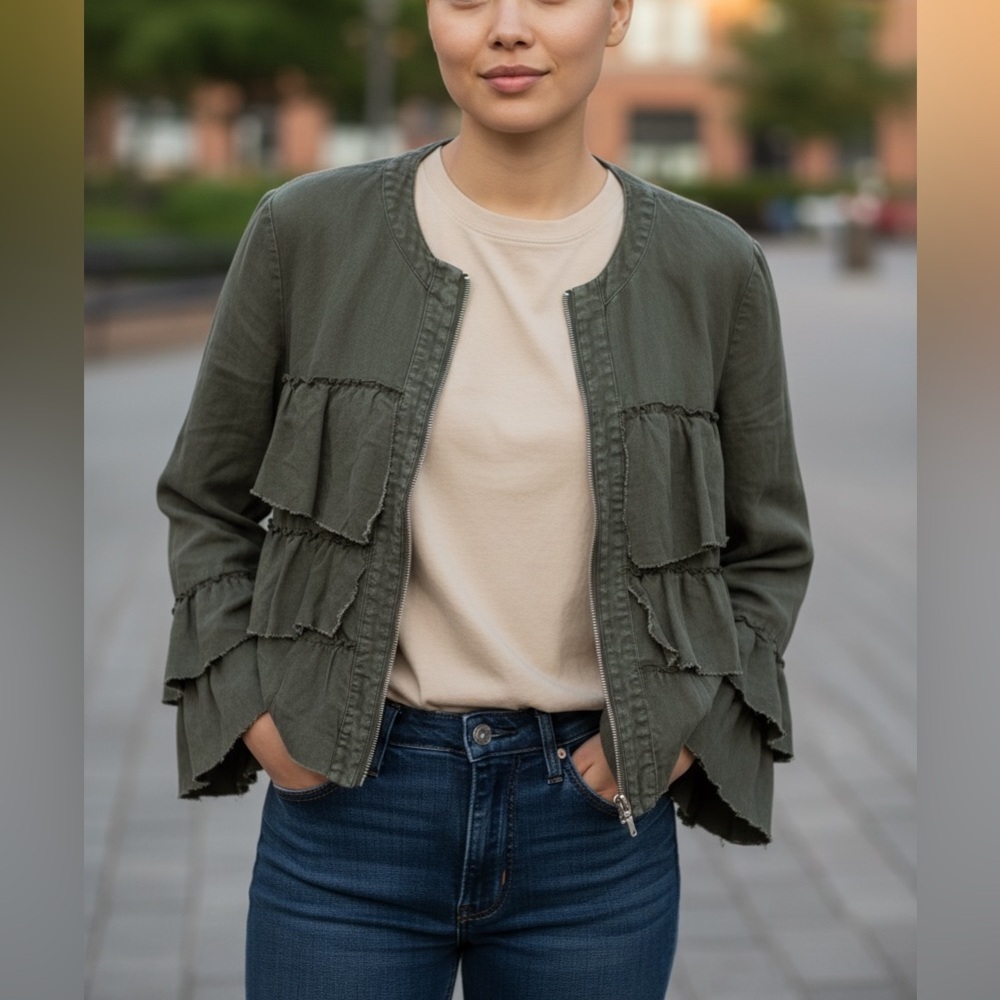 INC International Concepts Boho Olive Green  Jacket